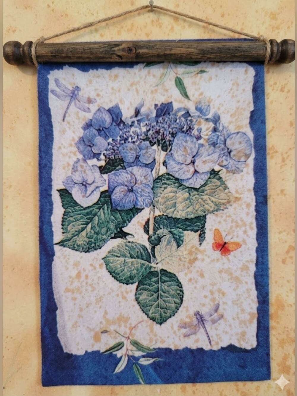 Blue Hydrangea Wall Hanging Flag NIP